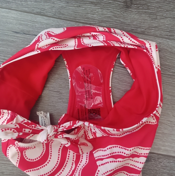 lemlem Elsi High Waist Bikini Bottom in Niku Red Pattern XS - Picture 11 of 12